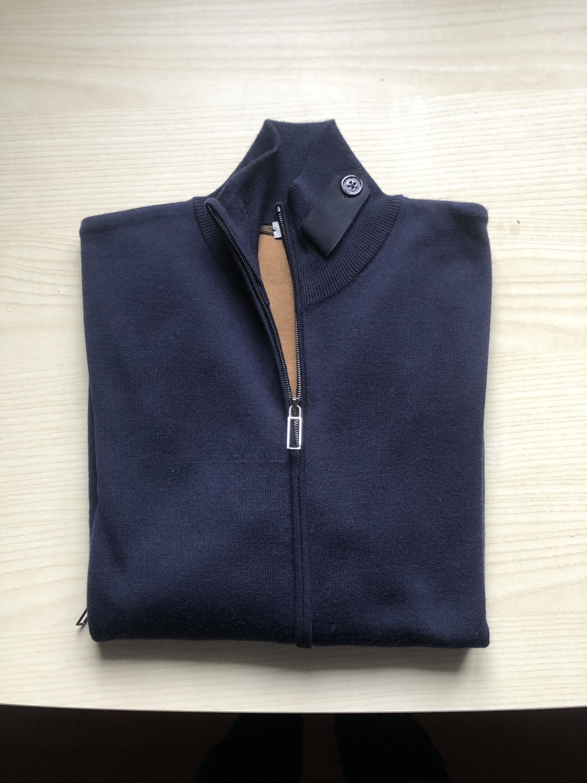 cardigan zip in 100% lana fuori e cotone dientro in fz 16